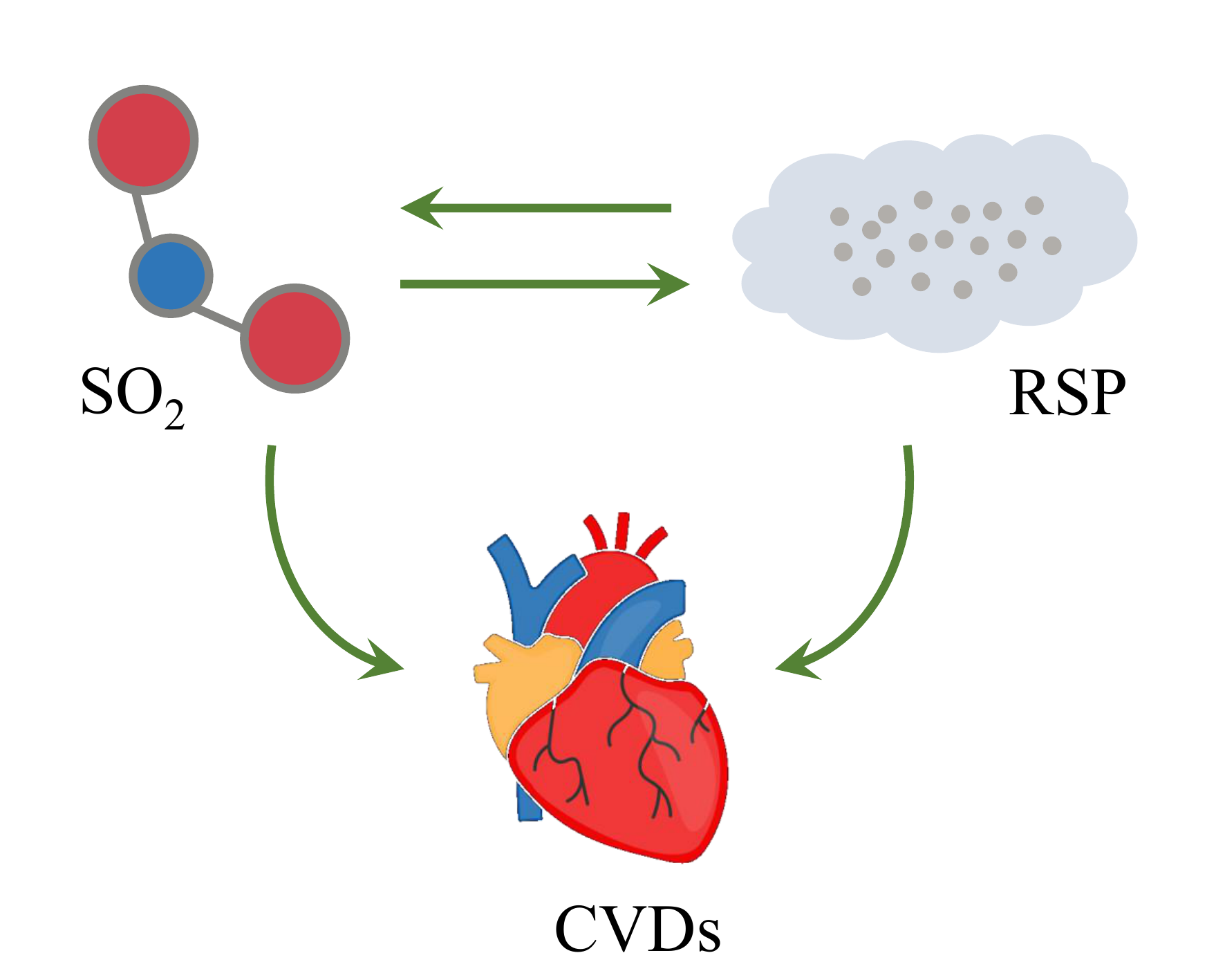 **Figure 4**. Causal interactions between air pollutants and cardiovascular diseases in Hong Kong.